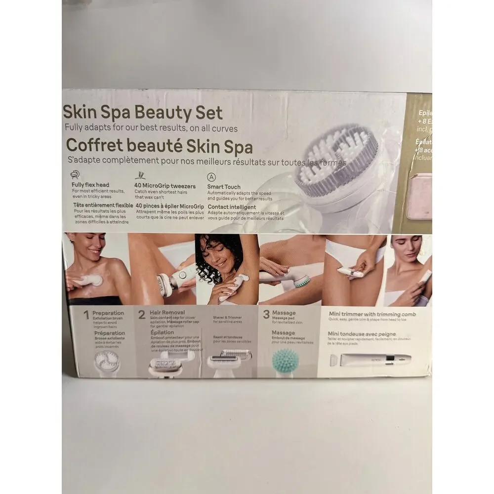 Braun Silk-epil 9 Flex SkinSpa Womens Epilator Set 8 Extras Open Box